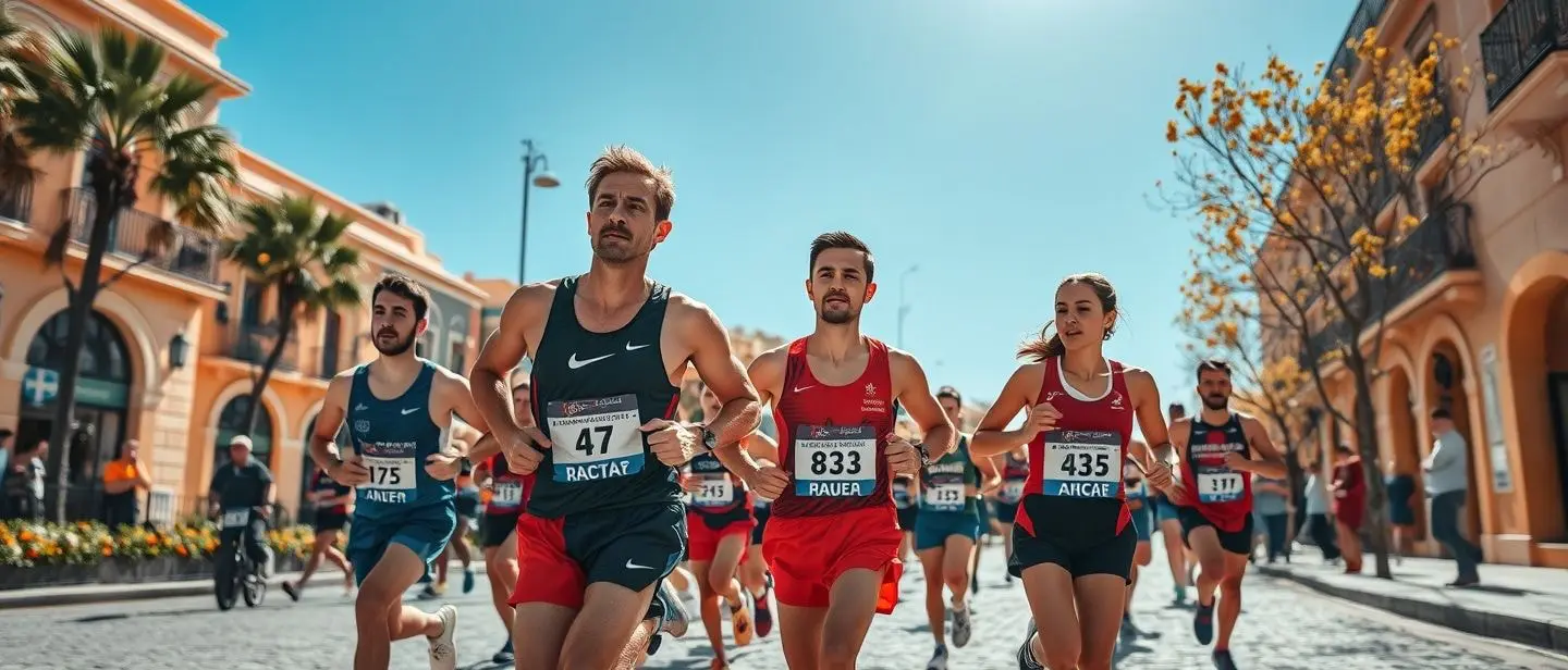 imagens de maratonista, homem e mulher, a correr por um desafio de meia maratona