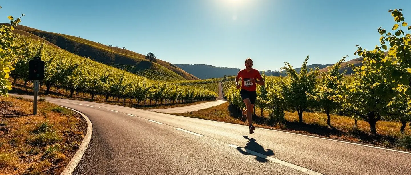 maratonista no Douro vinhateiro, na primavera