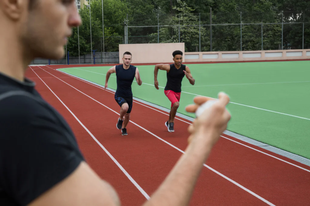 Runners performing a high-performance workout after completing their running recovery.