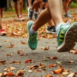 many shoes running