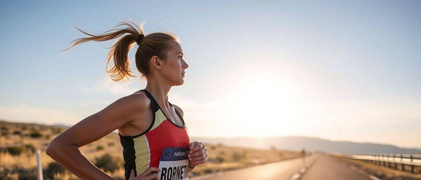 maratonista a mentalizar-se do seu percurso de corrida